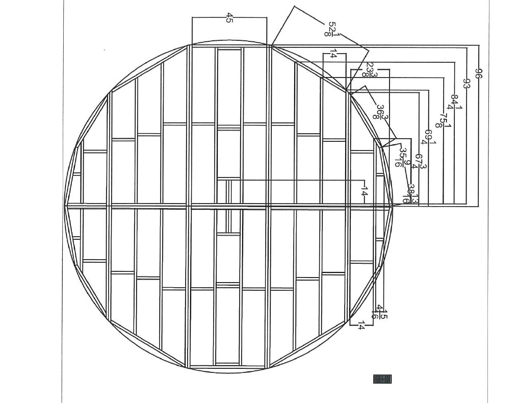 Framing drawing for a round FlatForm dome platform